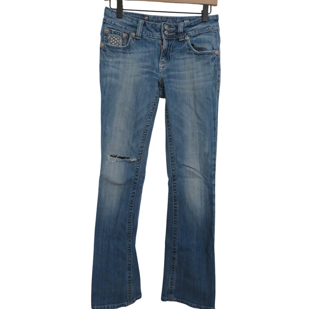Miss Me Womens Sz 27 Low Rise Bootcut Medium Wash Y2K Stretch Denim Jeans